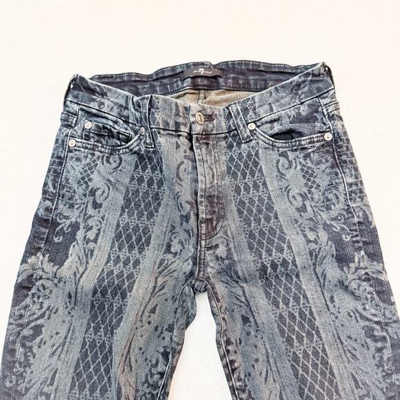 7 For All Mankind Trellis Vine Denim Patterned Print Jeans Size 27 - Picture 6 of 7